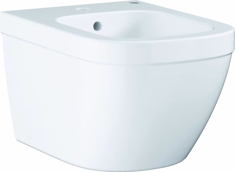 Grohe Euro Keramik Wandbidet, Ü berlauf, 1 Hahnloch, Wandmontage, Befestigungsset