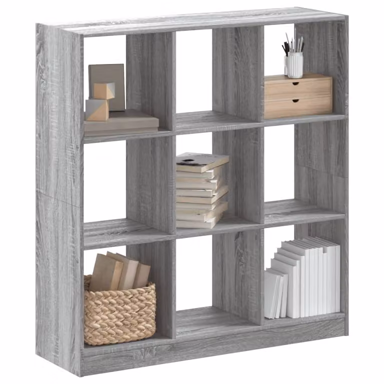 Libreria moderna vidaXL Grigio con pannello posteriore in legno e MDF, L 102 cm x P 32 cm x H 108 cm