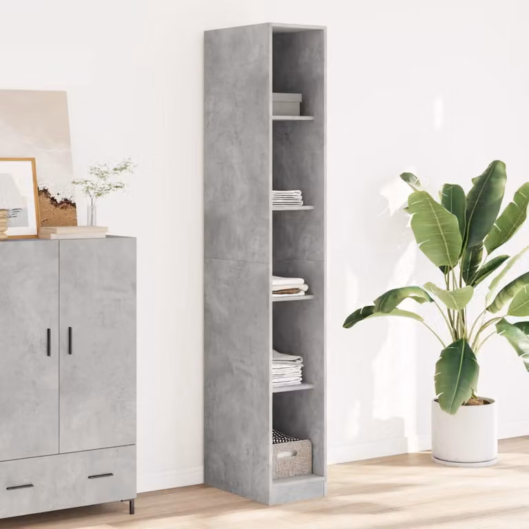 Armadio a parete vidaXL in legno MDF Grigio opaco con ripiani interni L: 30 cm, P: 50 cm, H: 200 cm