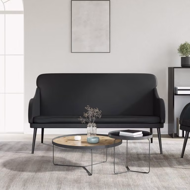 Panca nera vidaXL in similpelle con braccioli e struttura in metallo L: 110 cm, P: 76 cm, H: 80 cm
