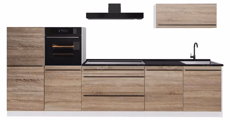 Cucina componibile Vicco R-Line Sonoma/Bianco 340 cm piano di lavoro Antracite, Model 67321
