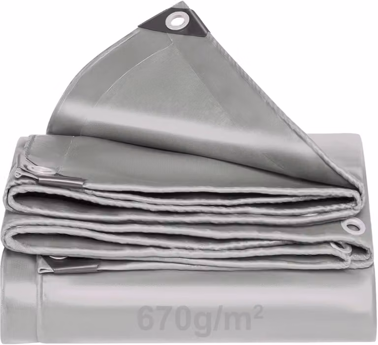 Telo e pellicola protettiva: Telo grigio, 670 g/m², telo per camion con occhielli, telo in PVC, impermeabile, resistente allo strappo e resistente ai raggi UV, adatto per barche, camion, rimorchi, piscine, edilizia, ecc