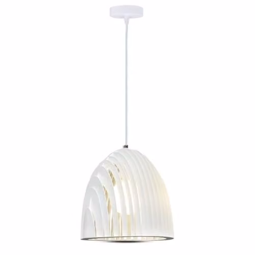 Lampadario LED a Campana Prismatica in Metallo con Portalampada E27 (Max 60W) Colore Bianco
