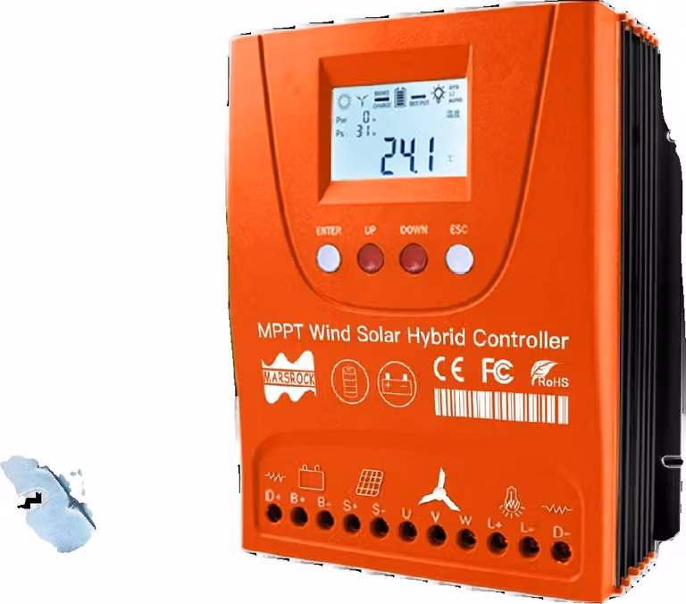 Controllore ibrido solare-eolico, connettività Bluetooth, ampio display LCD, 1500W solare, 1500W eolico, con Bluetooth, compatibile con auto 1224V, sistema ibrido solare-eolico esterno