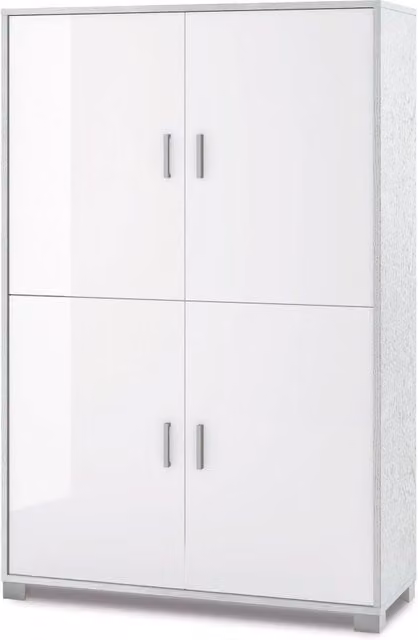 Mobile 4 Ante 107x162x41 cm Bianco Fiammato/Bianco Lucido