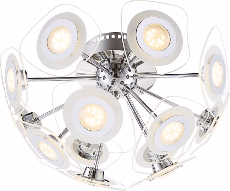 Lampada a sospensione Globo, modello Dl, finitura cromata, 13 luci, codice prodotto 40710-13D