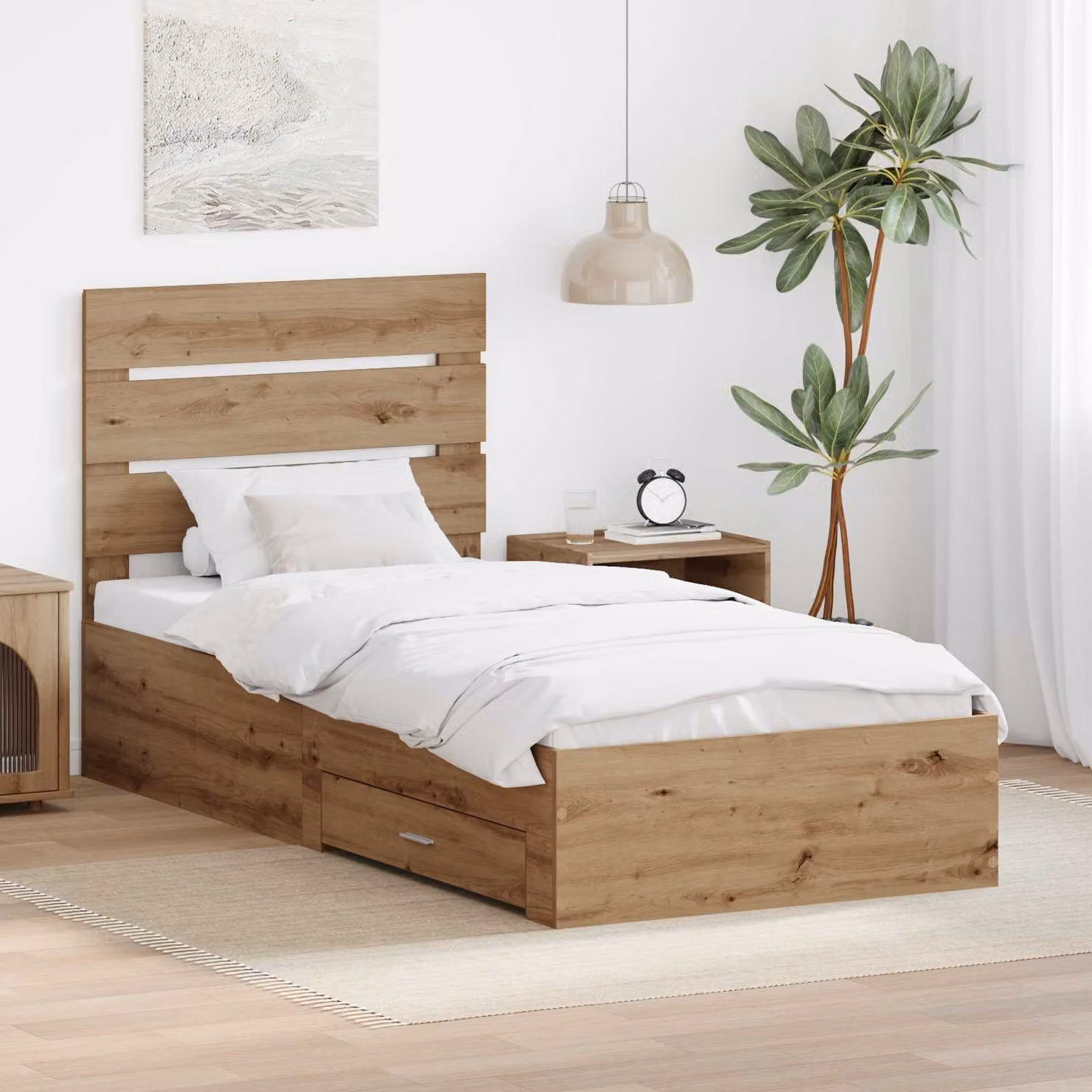 Struttura del letto con cassetto vidaXL in legno color marrone, L 90 x P 190 cm