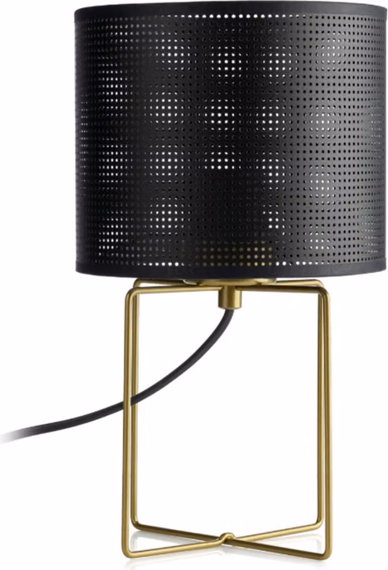 Lampada da tavolo Loft nero e oro Paralume Loft 1xE27 15W Luminex