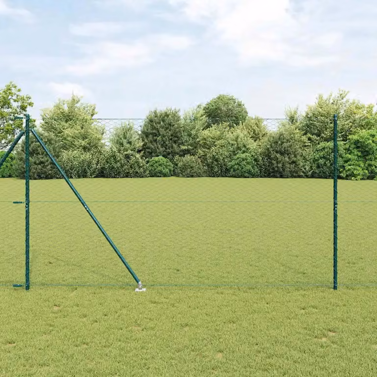 Recinzione esagonale vidaXL in acciaio rivestito in PVC verde con pali, L: 10 m, H: 1,6 m