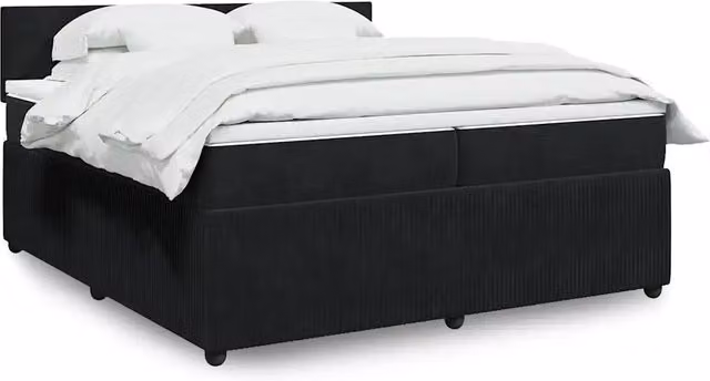 Letto Ibrido vidaXL con Giroletto a Molle e Materasso in Velluto Nero 200 x 200 cm – 1