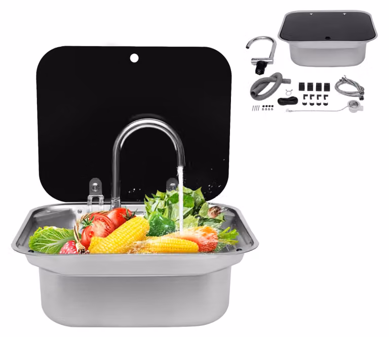 Kit per lavello da campeggio - Lavello con rubinetto a 360°