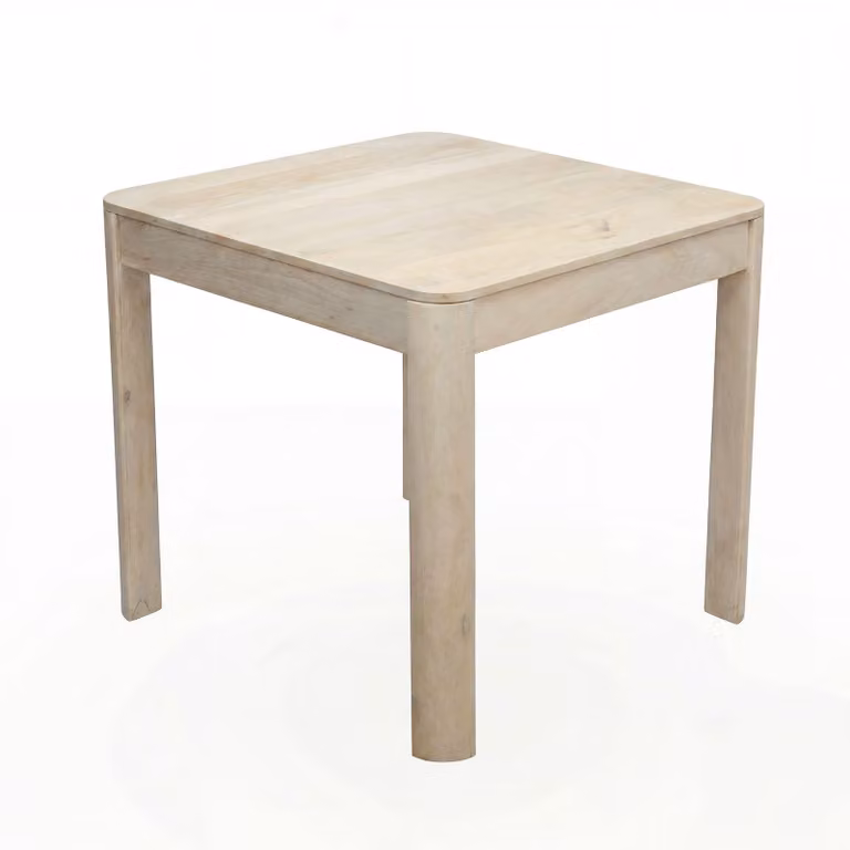 WOHNLING Tavolo da pranzo in legno massello di mango 80x80 cm, effetto sbiancato, tavolo da pranzo quadrato, tavolo da cucina per 4 persone, tavolo in legno, tavolo da pranzo, realizzato a mano