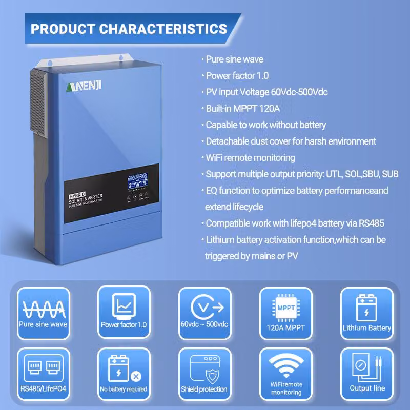 Batteria LiFePO4, 51,2V, 100Ah, 5,12 kWh, capacità: 6000+ cicli, sistema di gestione della batteria (BMS) 16S