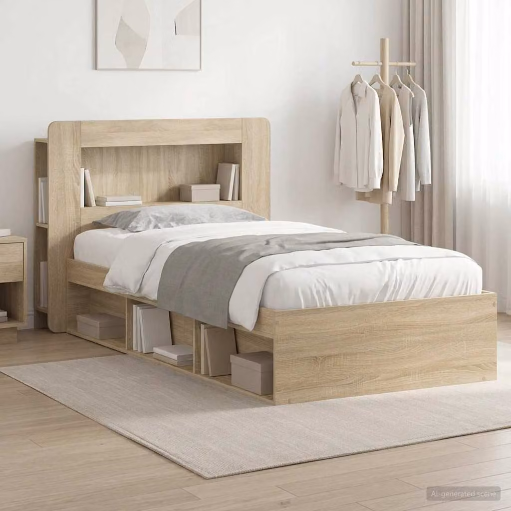 vidaXL Telaio del letto con cassetti in Rovere Sonoma, L/P/H: 90 x 190 x 119,5 cm