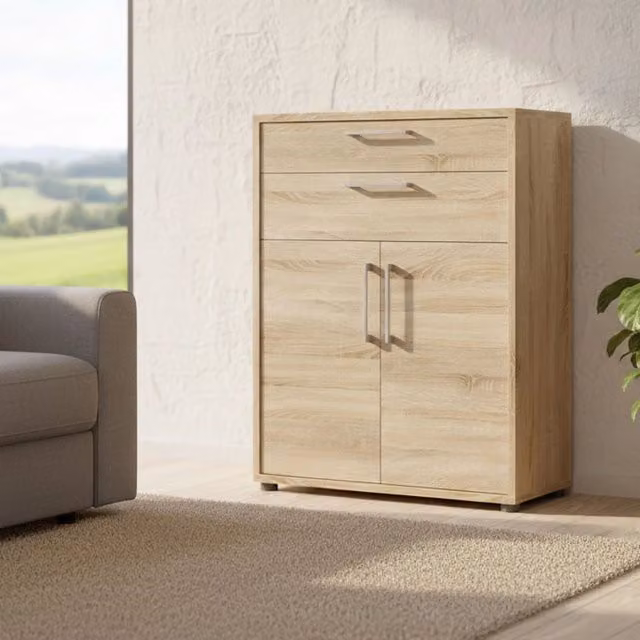 Credenza Agra DMORA in Quercia, Buffet e Madia da Soggiorno o Cucina, L 89 cm x P 40 cm x H 113 cm