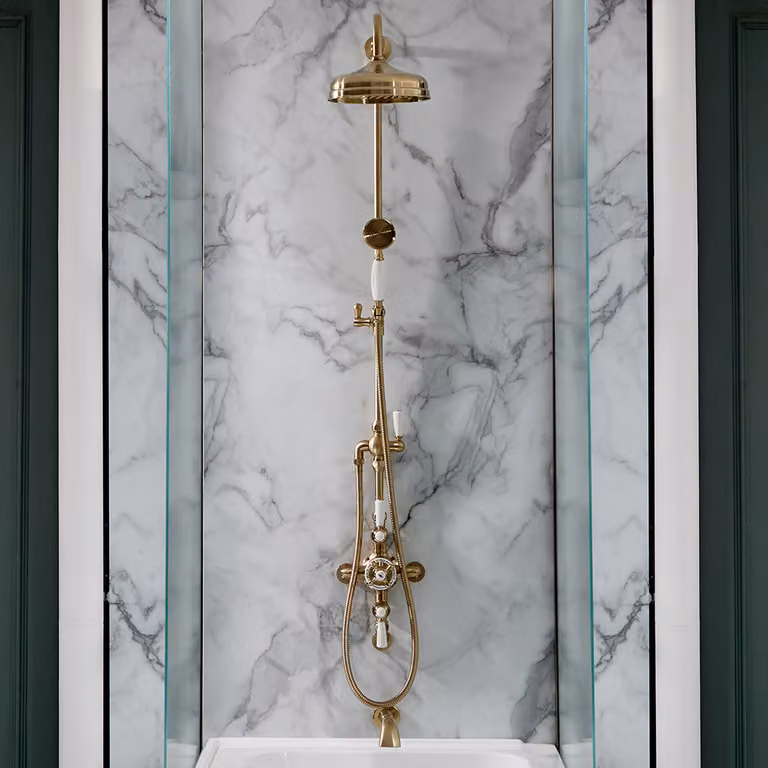 Miscelatore Doccia Termostatico Tradizionale Triplo Esposto Color Oro - 3 Vie