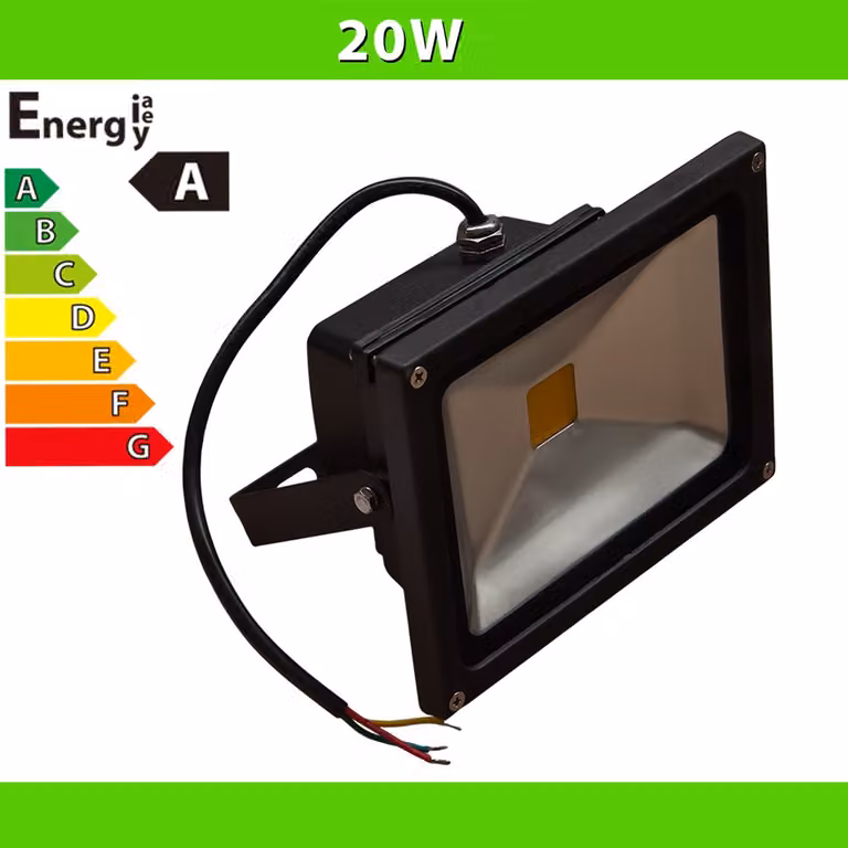 LEDVero® Lampada da esterno a LED, 20 Watt, faretto, proiettore, luce bianca fredda - Nero