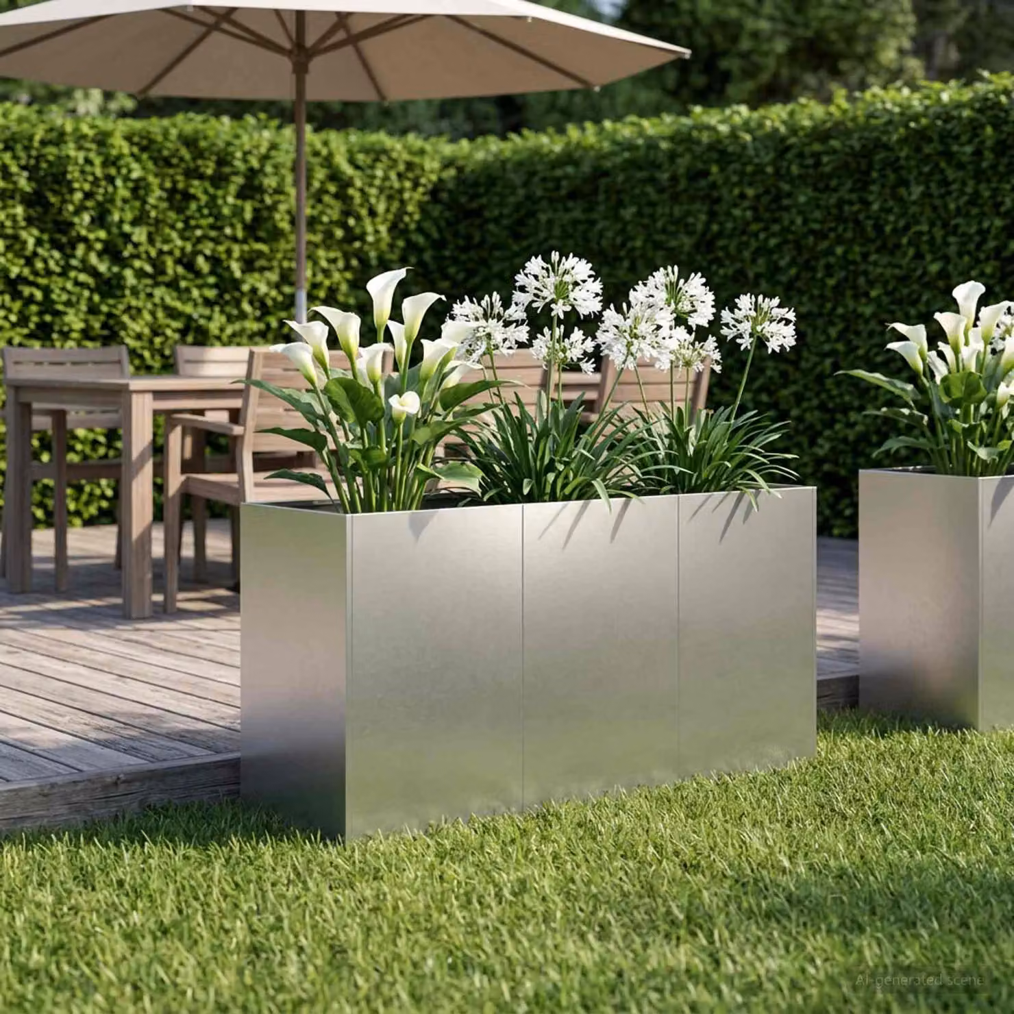 vidaXL Vaso da giardino in acciaio inox Argento L: 120 cm, P: 40 cm, H: 60 cm