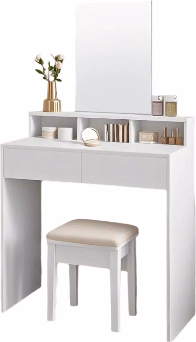 Comò da trucco con specchio e spazio contenitivo – 80 x 40 x 140 cm