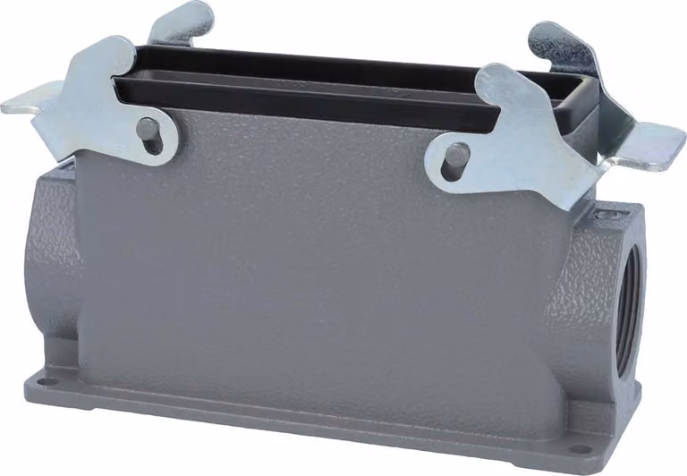 HARTING Han 24B Alloggiamento base alto, 1xM32 uscita cavo laterale, con 2 staffe trasversali Vite M32 Area di serraggio