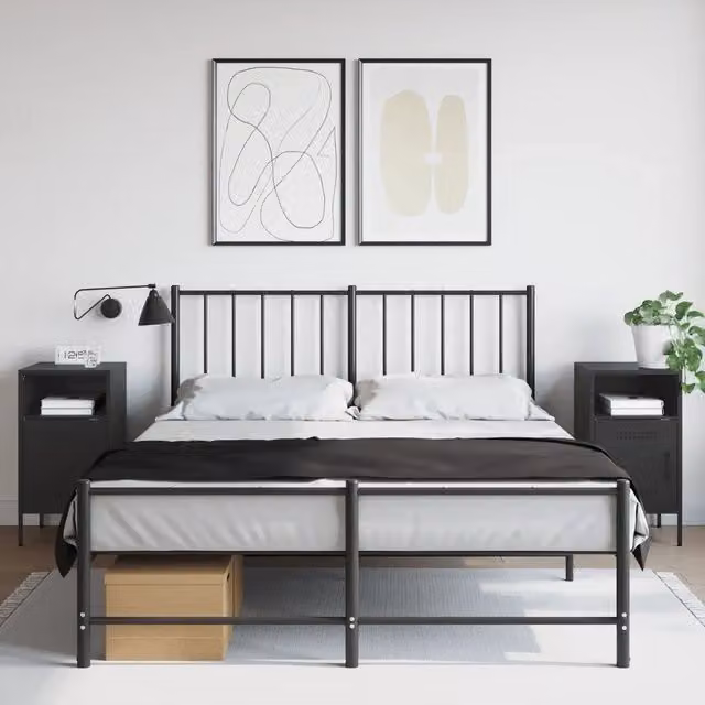 Set di 2 comodini Design Mania in metallo nero opaco, L: 36 cm, P: 39 cm, H: 68 cm