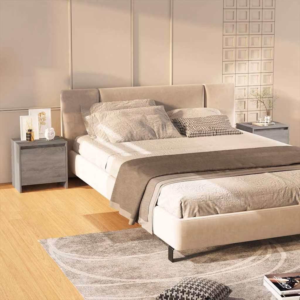 Set di 2 comodini vidaXL in stile moderno colore grigio, L 45 cm x P 34 cm x H 44,5 cm