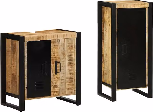 Set di mobili per il Bagno | Armadio da bagno 2 pz Legno di mango massello