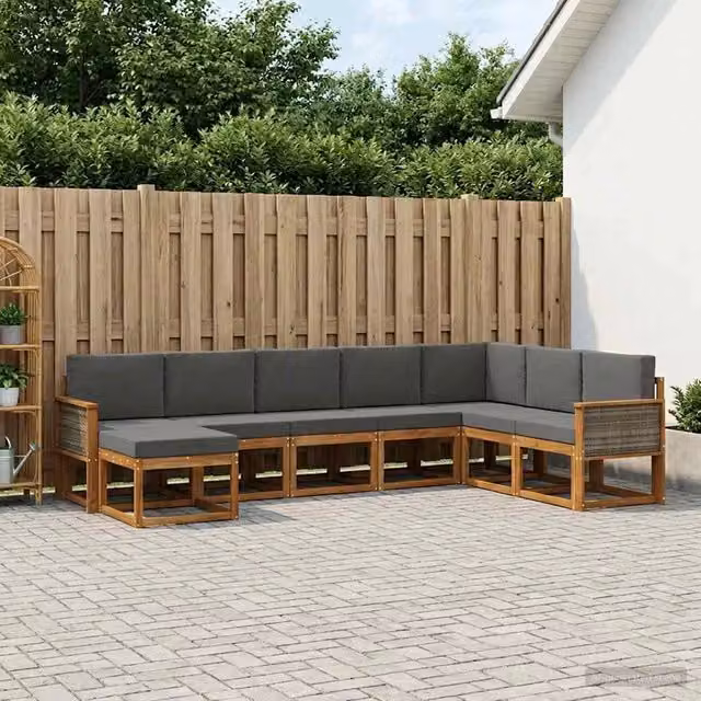Set di divani da esterno 8 pz Naturale e Antracite 3385448