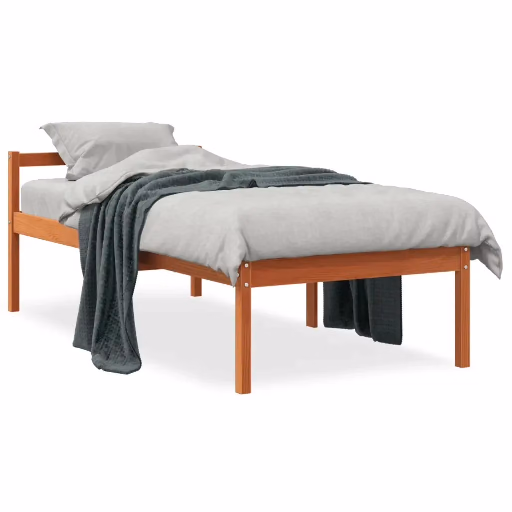 Letto per anziani vidaXL in legno massello di pino color marrone cera L/P: 90 x 190 cm – 2