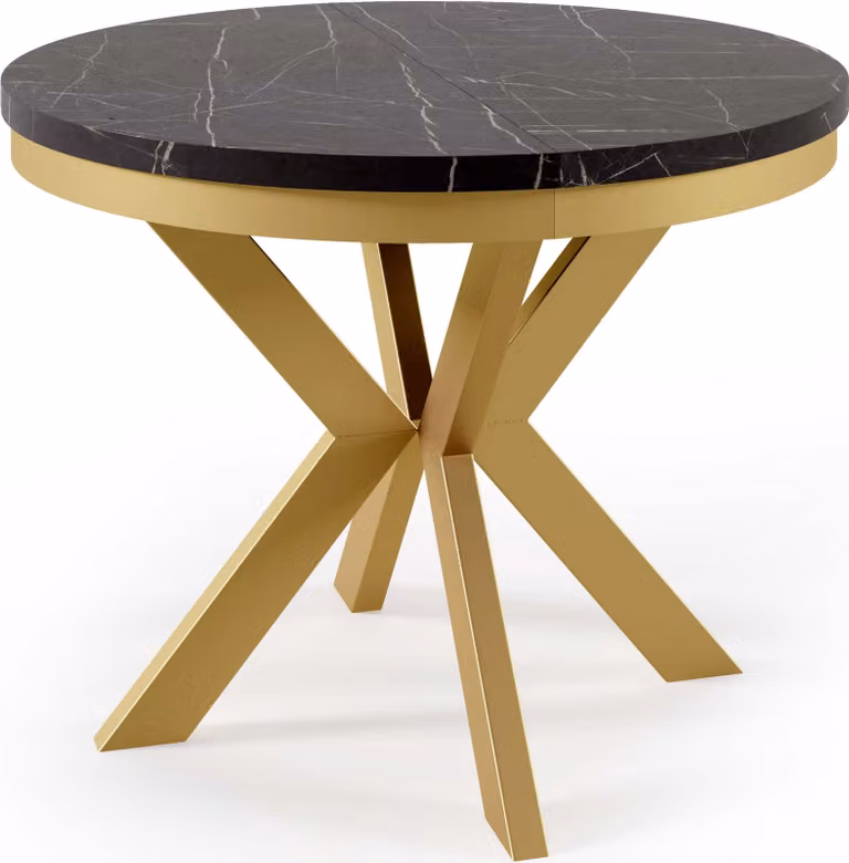 FURNLUX Tavolo da pranzo Edder Black And Gold 120cm / Colore principale: Nero / Dimensioni: 120 x 76 x 196 cm