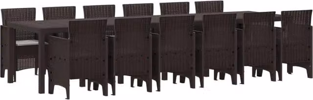 Set da Pranzo per Giardino 13 pz Marrone Rattan Polt 3378779