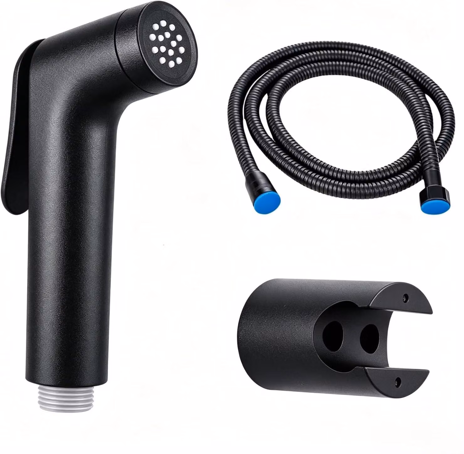 Doccia portatile con soffione e tubo da 1,2 metri, regolazione del flusso d'acqua, realizzata in ABS resistente, colore nero, ideale per il campeggio