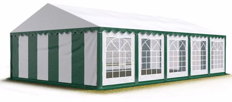 TOOLPORT Tendone per feste 5x10 m PVC verde-bianco 100% impermeabile Tendone da esterno Tenda party