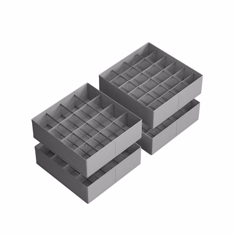 Set di Organizzatori per Cassetto Armadio per Calze Pieghevoli, Grigio Tortora