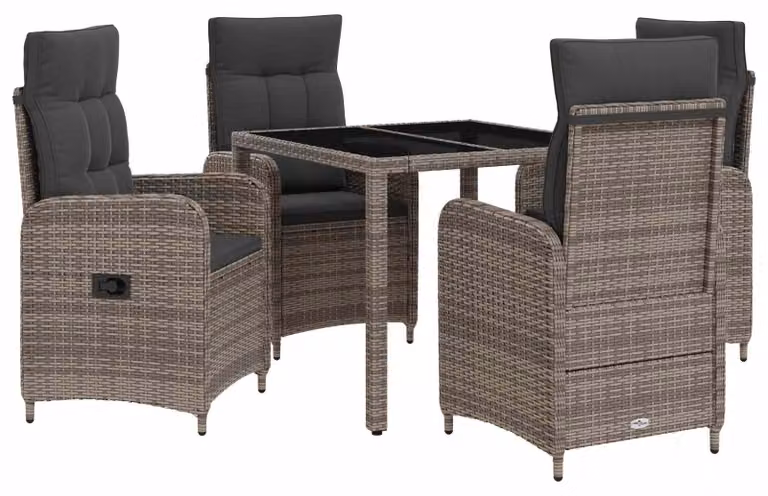 Set da pranzo per esterni 5 pcs Grigio chiaro e grigio scuro
