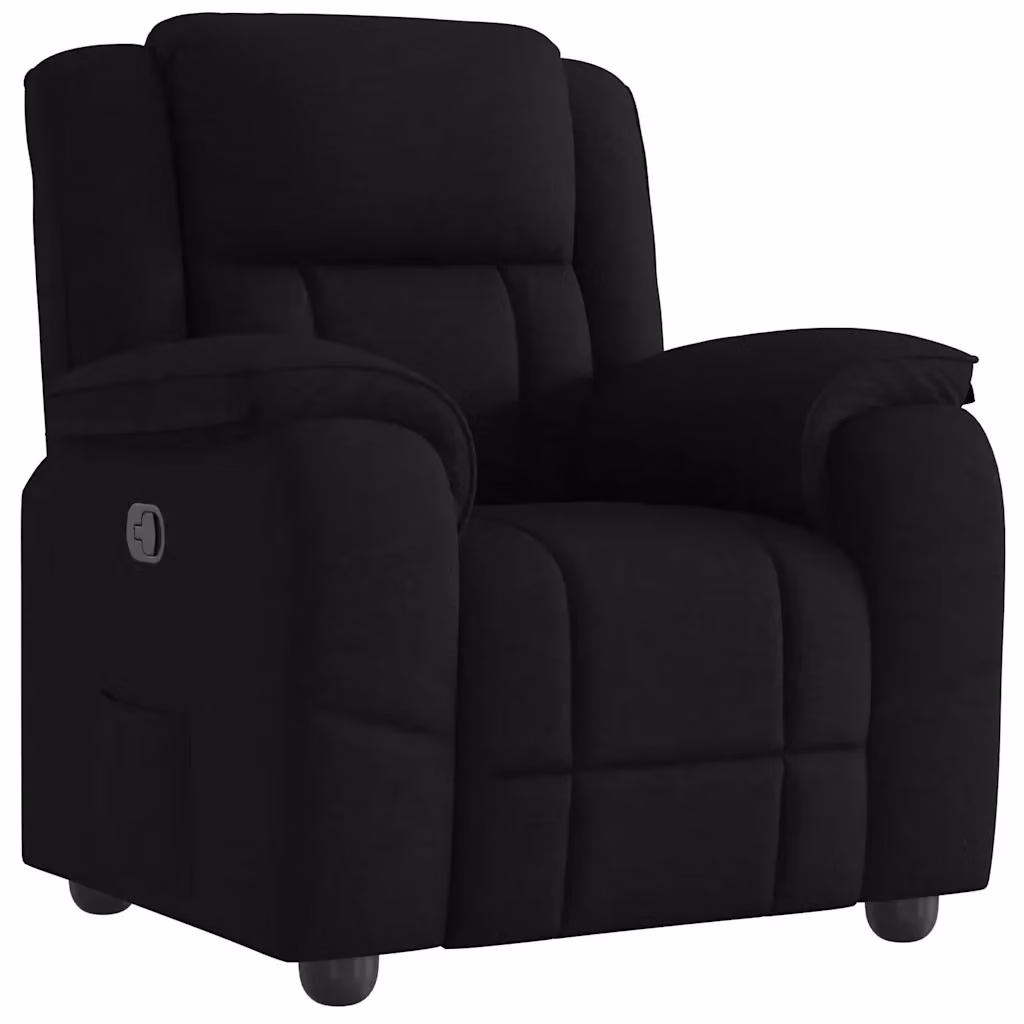 Poltrona Reclinabile Relax vidaXL in Tessuto Nero con Braccioli e Regolazione Manuale – 2