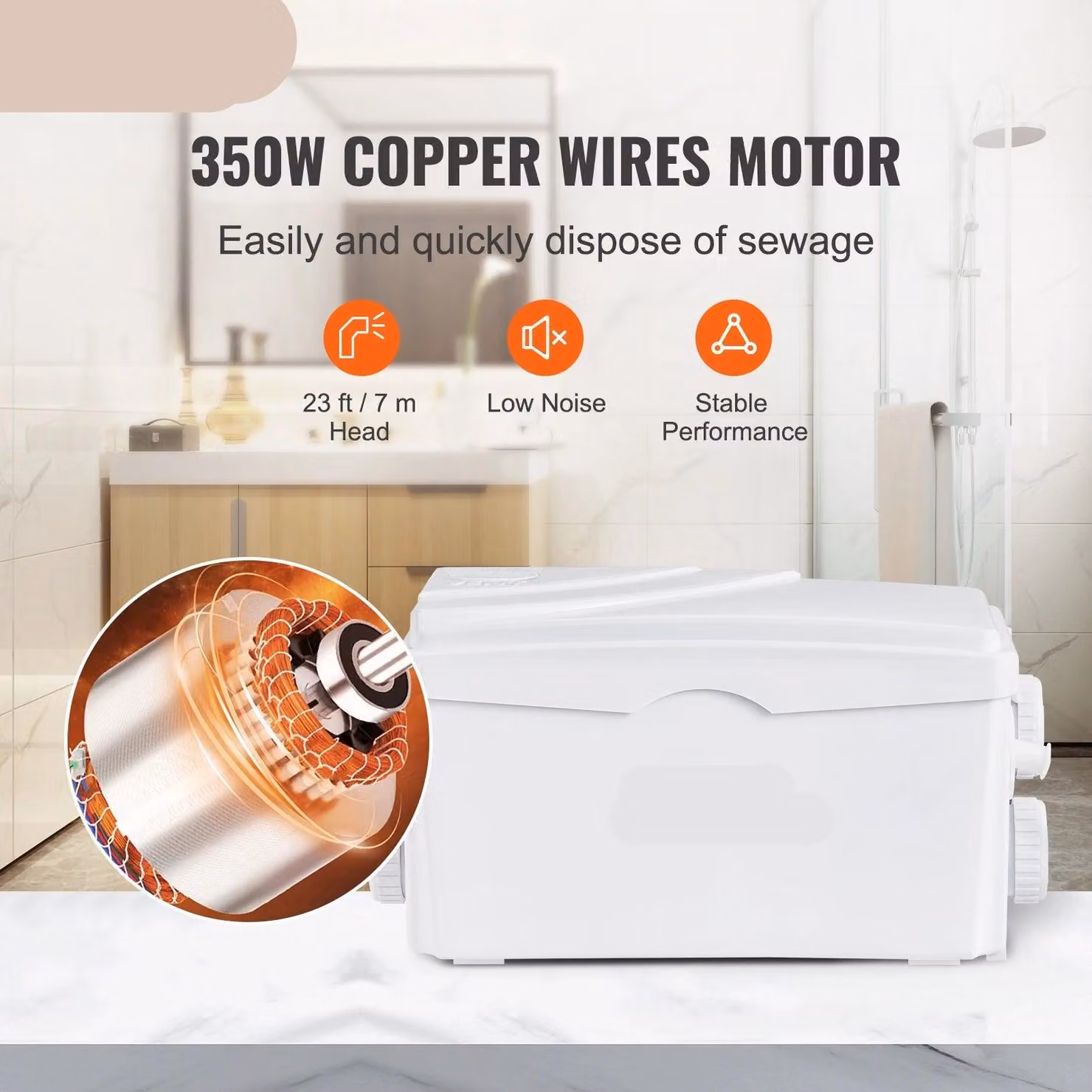 Tritarifiuti - Pompa per acqua - Pompa per acque reflue - 350W - Capacità: 6000 litri/ora - Altezza di sollevamento: 7 metri