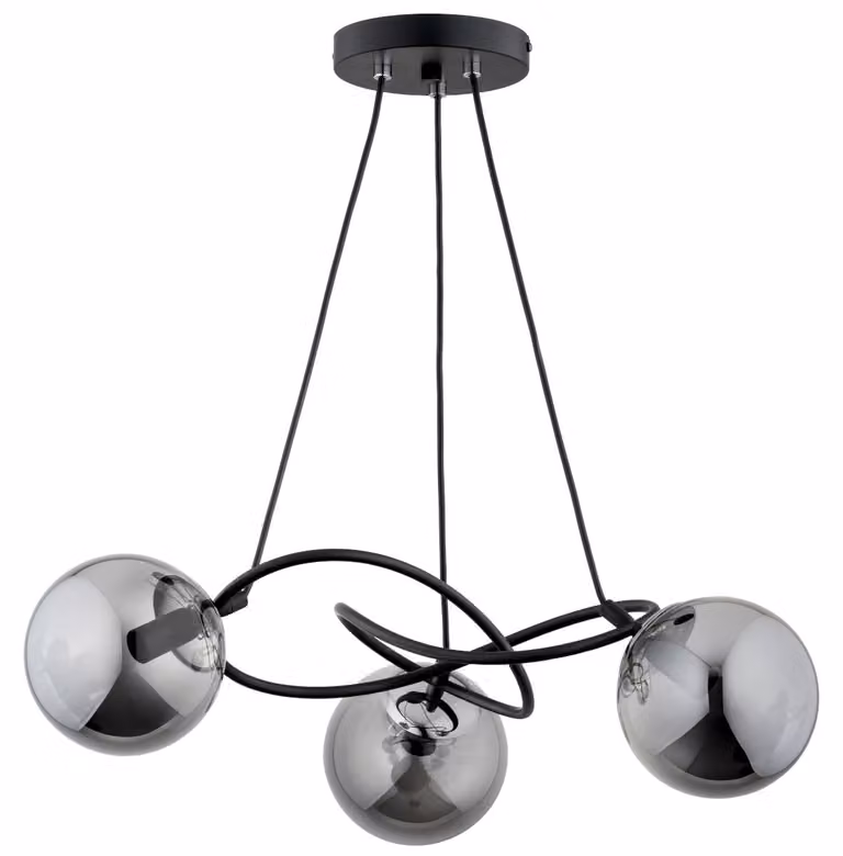 Lampada a sospensione VELTA nera fumé 3xE14x10W in metallo, dimensioni: 56x60x60 cm, IP20, Alfa