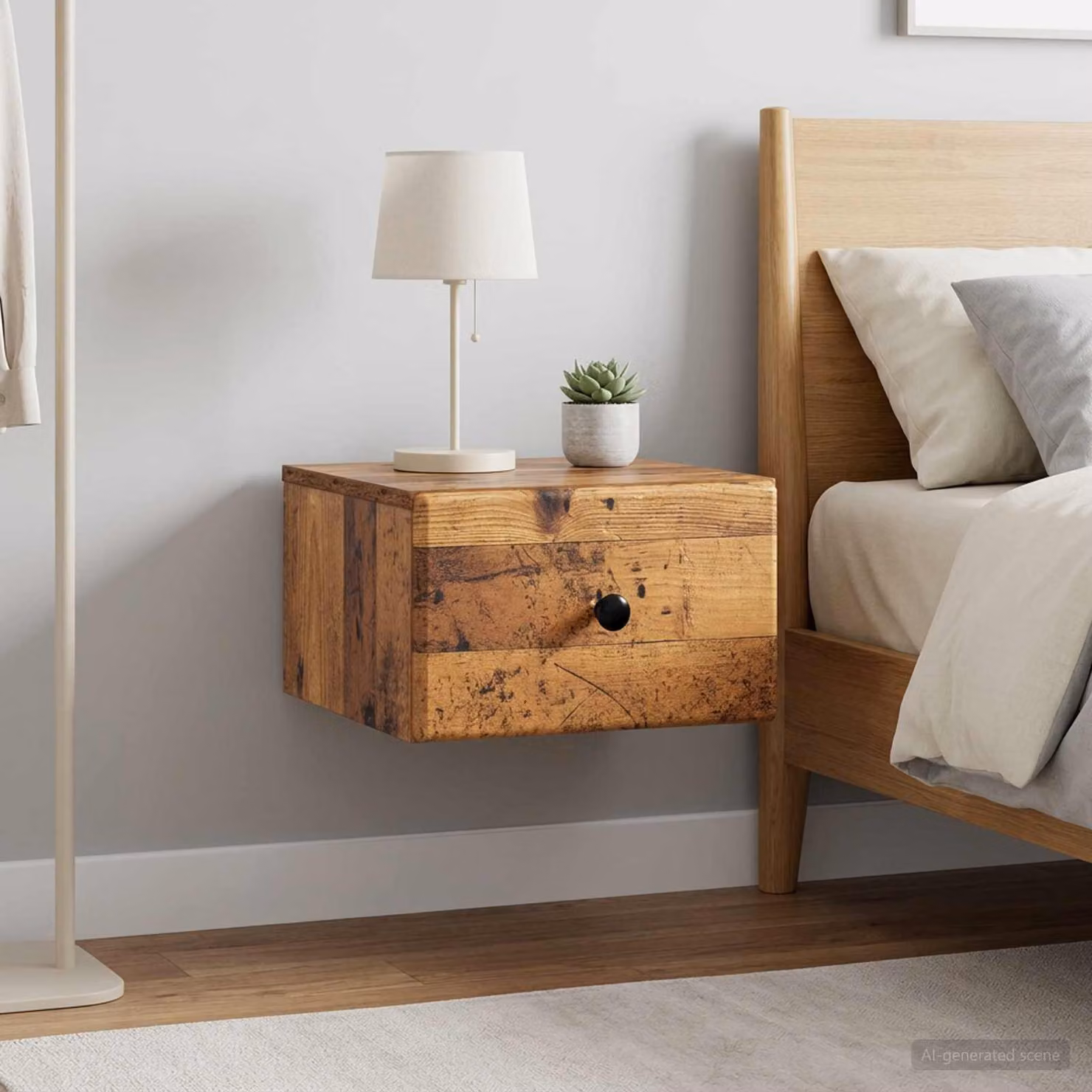 Set di 2 comodini sospesi vidaXL in legno antico marrone L 34,5 cm x P 33 cm x H 20 cm
