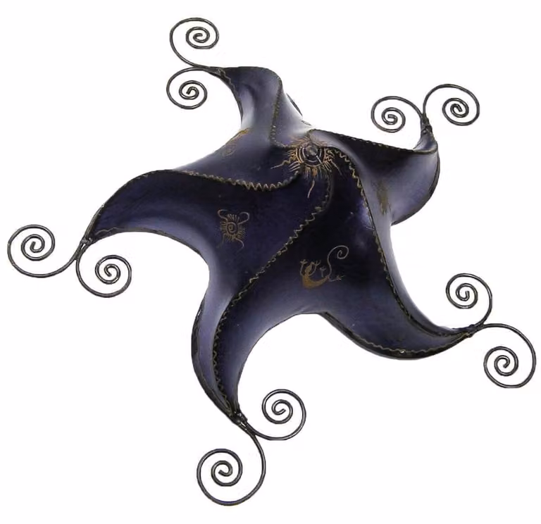 Lampada orientale a sospensione, lampada da soffitto, lampada marocchina, lampada in pelle. Modello: STERN Gecko Star, dimensioni: 70 cm, colore: viola