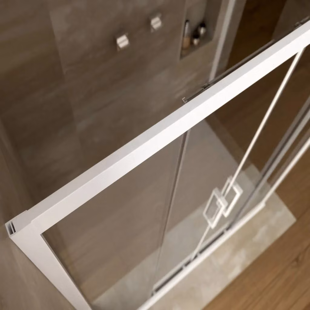Box Doccia Angolare FORTE mod. Star con 2 Ante Scorrevoli, Vetro Trasparente e Profilo Bianco, L 90 cm x P 170 cm x H 200 cm – 2