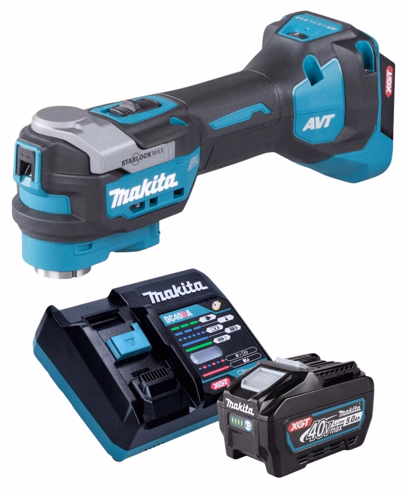 Makita TM 001 GT101 Utensile multifunzione a batteria 40 V max. Starlock Max Brushless + 1x batteria ricaricabile 5,0 Ah + caricabatterie