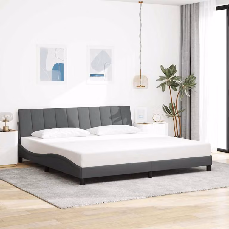 vidaXL Giroletto Hanko Grigio Scuro con Listelli in Legno e Rivestimento in Tessuto L/P: 200 x 200 cm