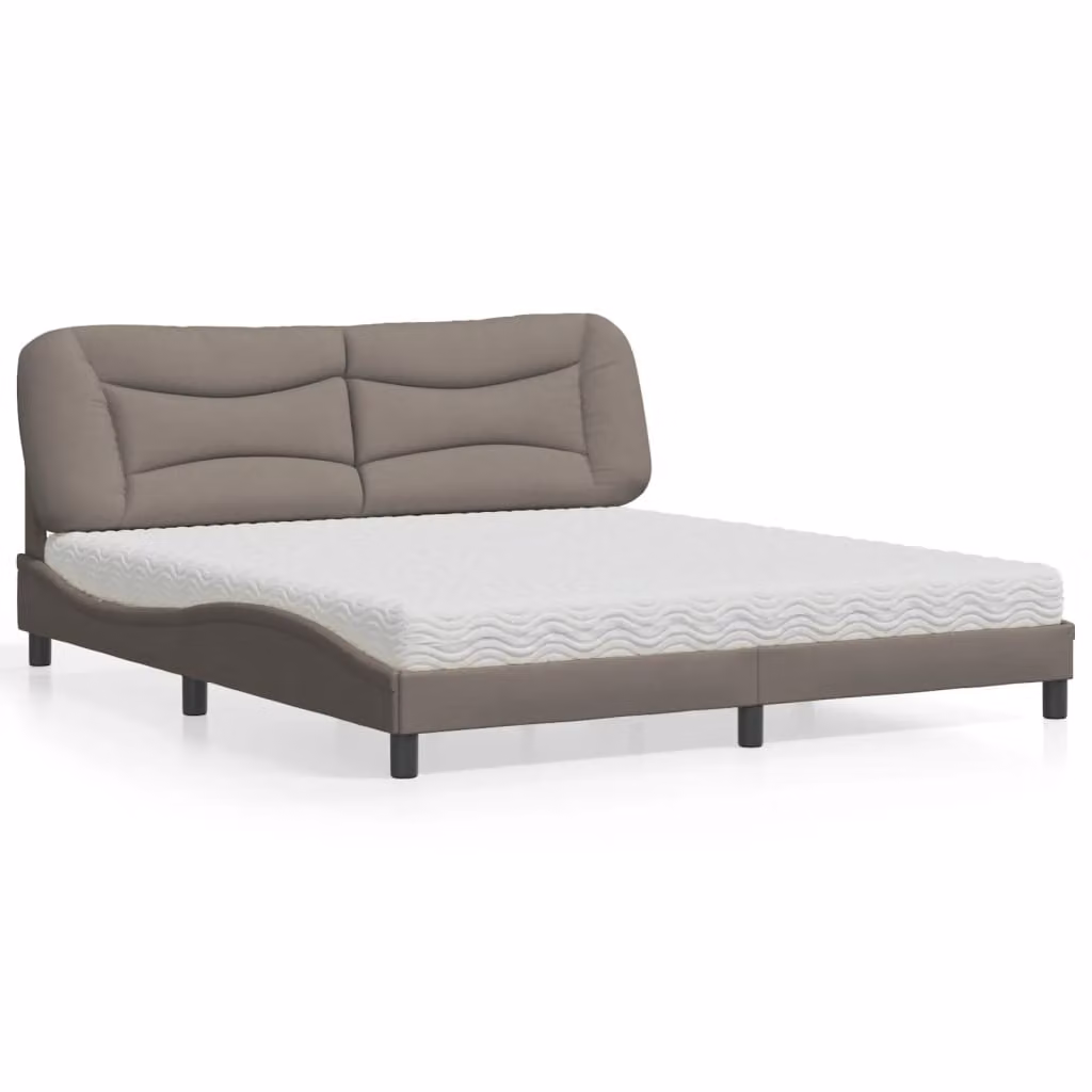 Letto con Materasso Hvar vidaXL in Tessuto Tortora L/P: 180 x 200 cm
