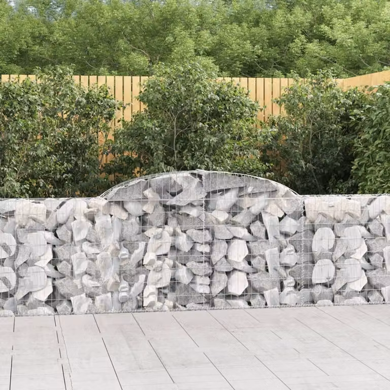 Set di 4 Cesti Gabbioni ad Arco vidaXL in Acciaio Zincato Grigio L: 300 cm, P: 30 cm, H: 80/100 cm