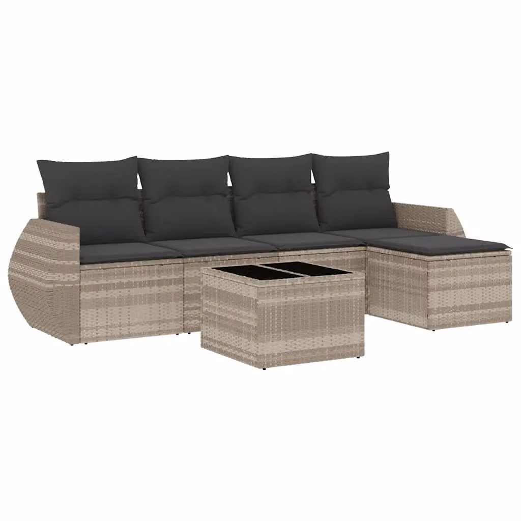 Set Divano da Giardino vidaXL 6 Pezzi a Forma di L in Polyrattan Grigio Antracite con Cuscini e Tavolino – 2