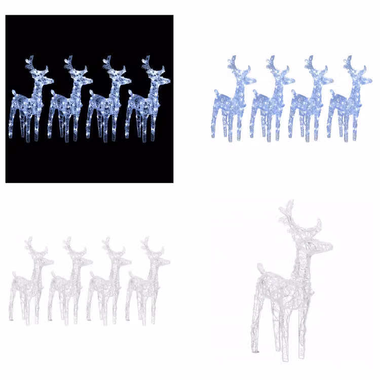 vidaXL Renna LED 4 pz. Bianco freddo 160 LED acrilico - Renna di Natale - Renna di Natale - Renna illuminata - Decorazione natalizia