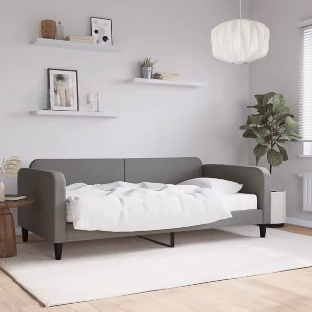 Divano Letto Moderno vidaXL in Tessuto Grigio con Materasso