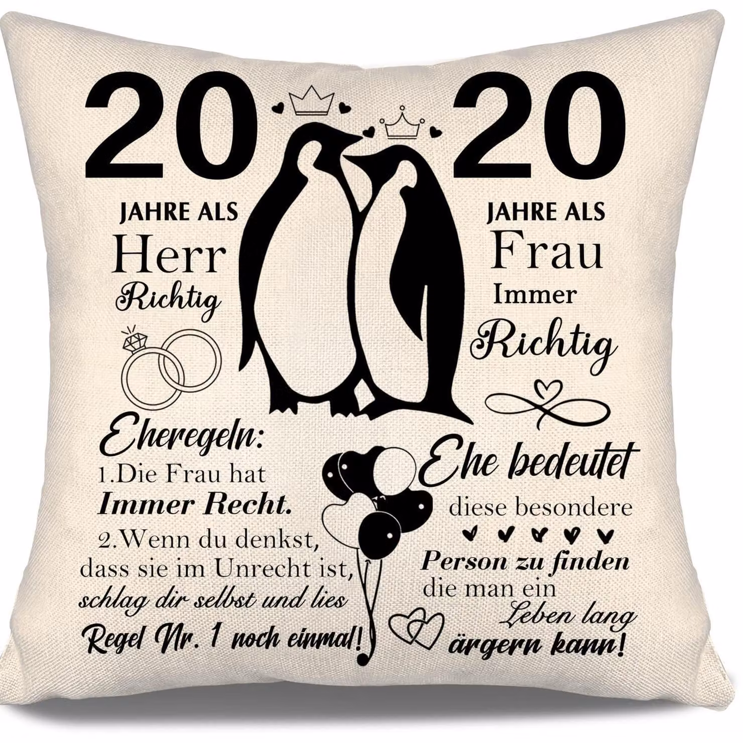 Cuscino decorativo, 45x45 cm, in poliestere. Idea regalo per coppie, ideale per l'anniversario di matrimonio