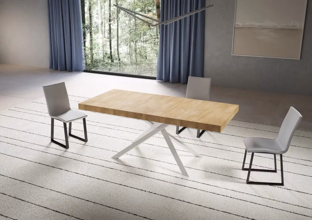 Tavolo Allungabile Moderno GIORDANOSHOP in Rovere e Bianco L/P/H: 200-304 x 90 x 77 cm – 2